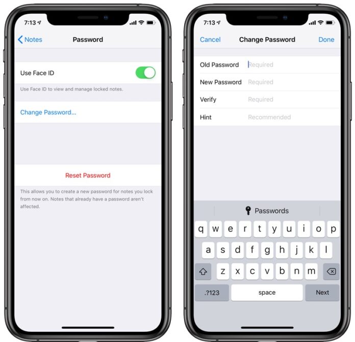 HOW TO CHANGE THE NOTES PASSWORD ON AN IPHONE