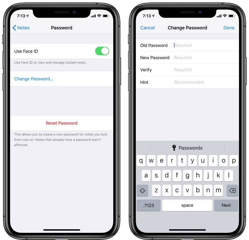 HOW TO CHANGE THE NOTES PASSWORD ON AN IPHONE