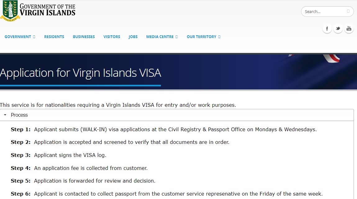 BRITISH VIRGIN ISLAND ONLINE VISA APPLICATION PORTAL