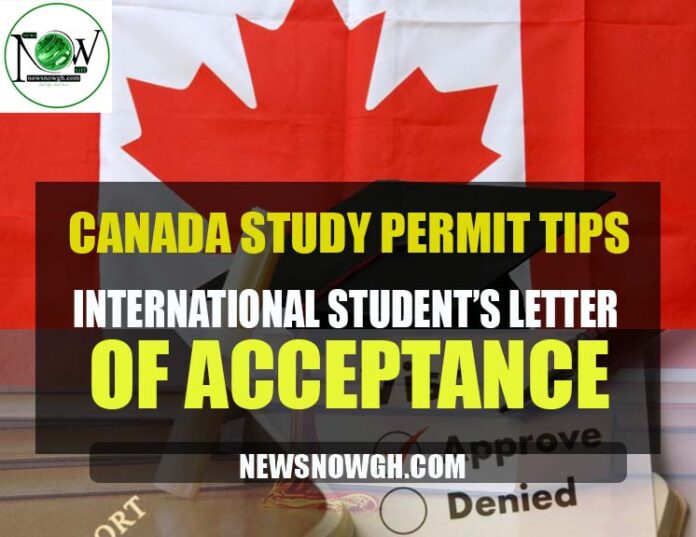 International student’s Letter of Acceptance