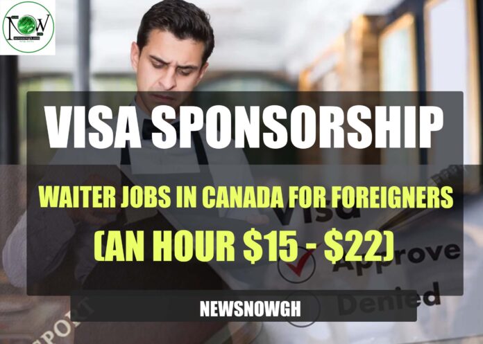 Waiter Jobs in Canada for Foreigners