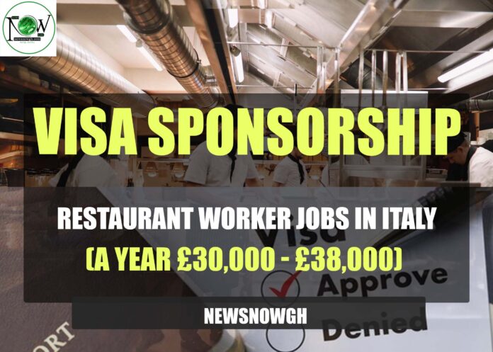 Restaurant Worker Jobs in Italy