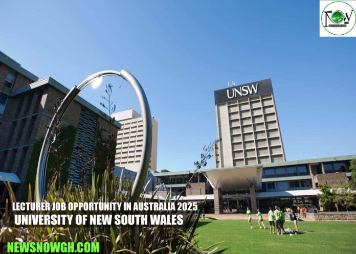 Lecturer Job Opportunity in Australia 2025 | University of New South Wales