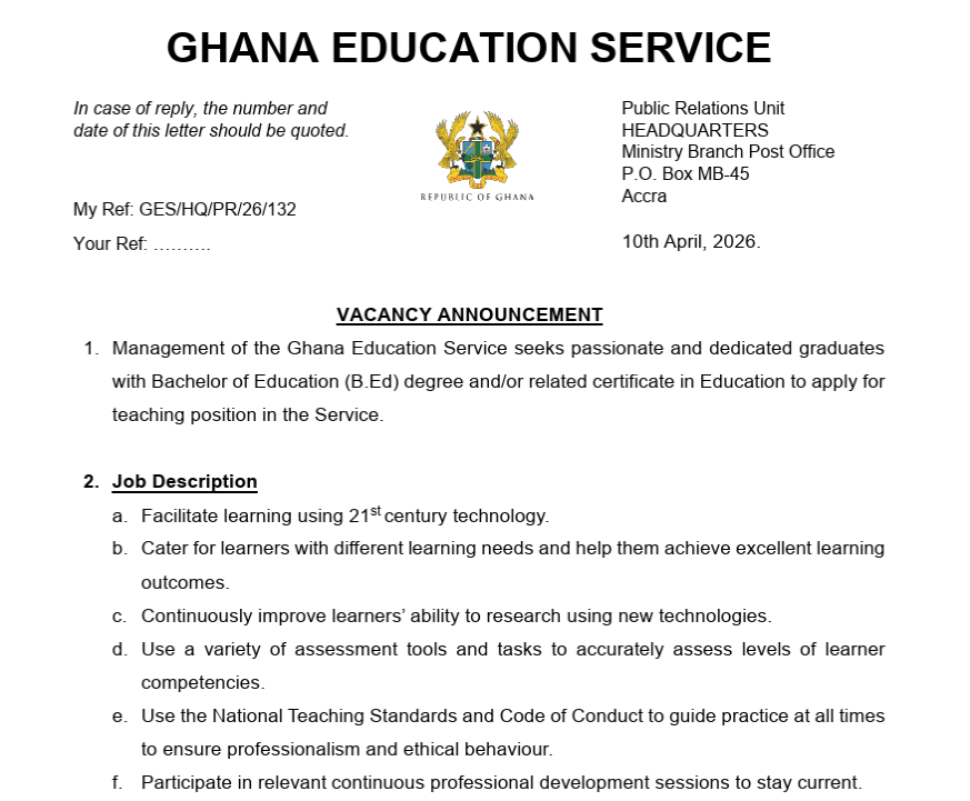 GES RECRUITMENT GUIDELINES