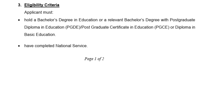 GES RECRUITMENT GUIDELINES